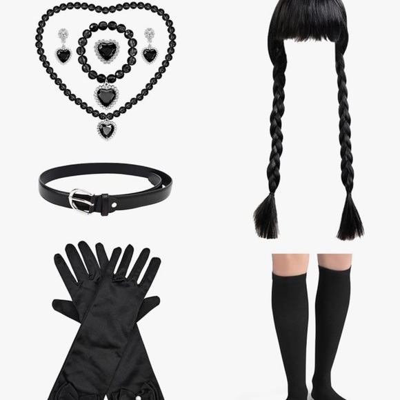 Wednesday ! Black Gothic Accessory Set - Picture 1 of 3